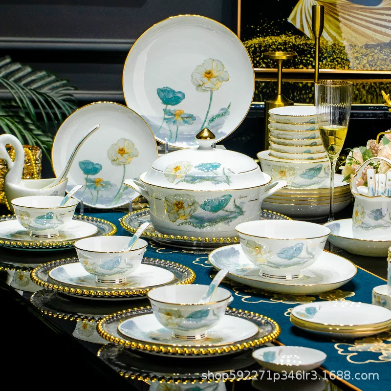 Set, ceramic high-end tableware, light luxury style, full set