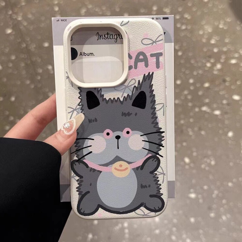 Cartoon Funny Cat Phone Case for Apple 16 iPhone15promax Leather Pattern 14pro/13 Cute 12 Soft Cartoon Funny Cat Phone Case for Apple 16 iPhone15promax Leather Pattern 14pro/13 Cute 12 Soft