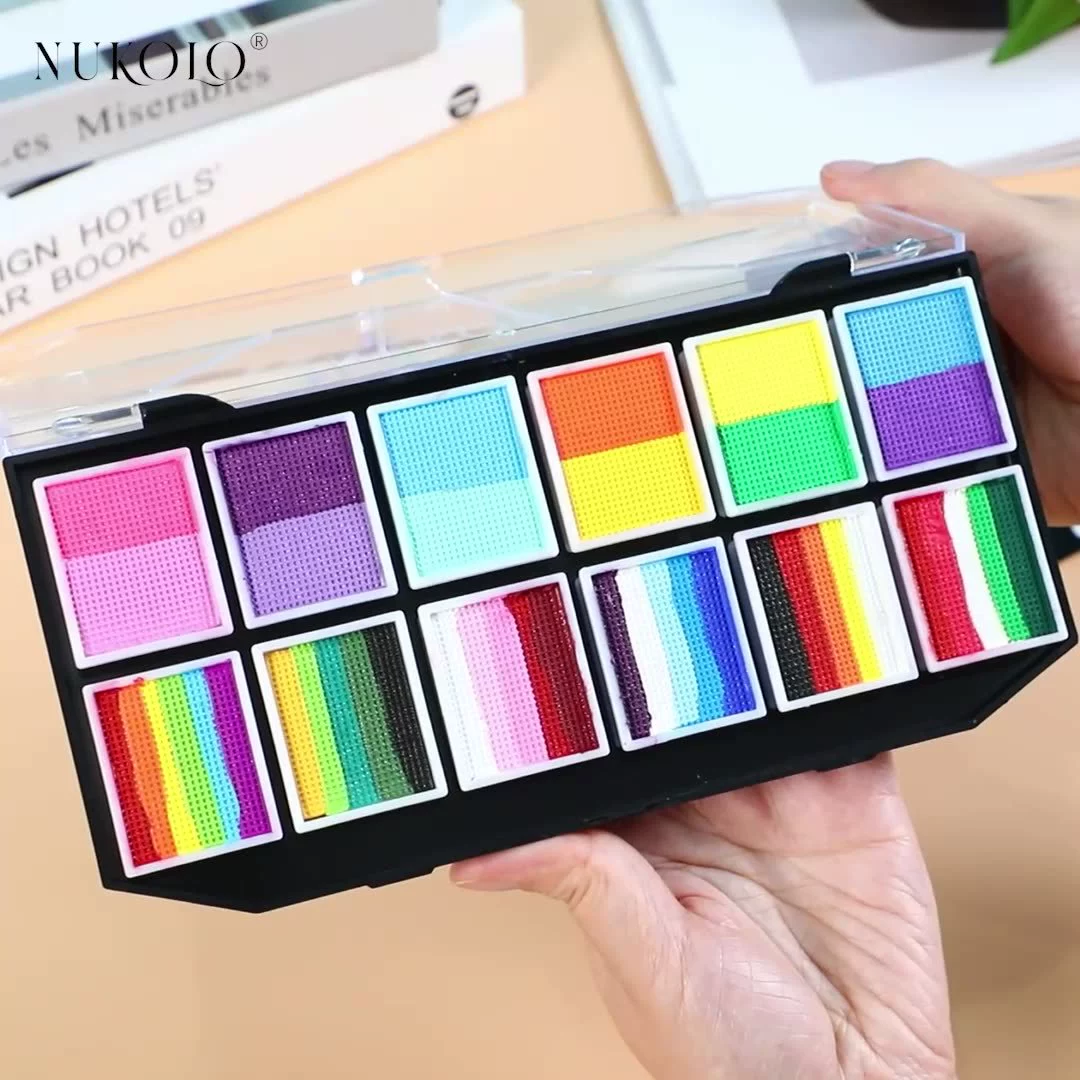 handmade DIY 12-color right angle rainbow strip painting cream Children's face painting pigment body painting cream cross-border