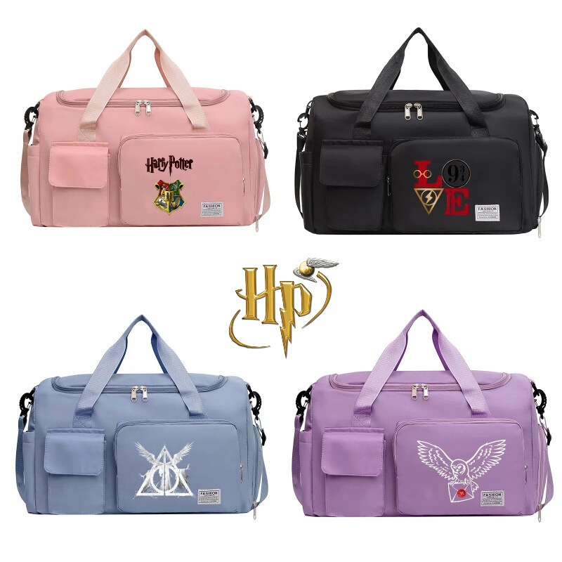 Cross-Border Hot Harry Potter Printed Fitness Bag with Shoe Compartment Large Capacity Luggage Bag Sports Portable Shoulder Bag