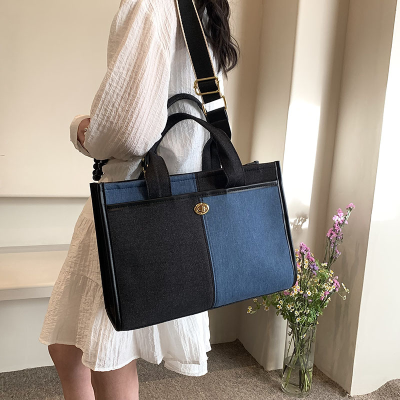 Bolso de Mezclilla para Mujer, Nuevo Modelo 2025, Color Combinado, Estilo Patchwork, Bolso de Hombro, Bandolera, Bolso Casual para Viajes Diarios