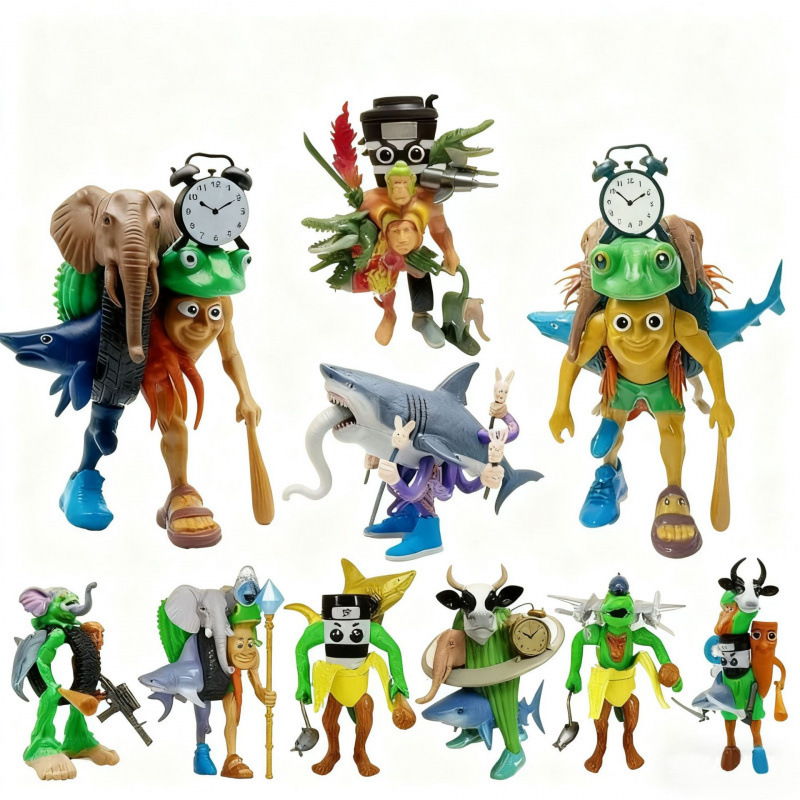 Cross-Border Ai Stickman Fusion Version Foreign Shanhaijing Spoof Figure Wearing Shoes Shark Doll Ornament Toy