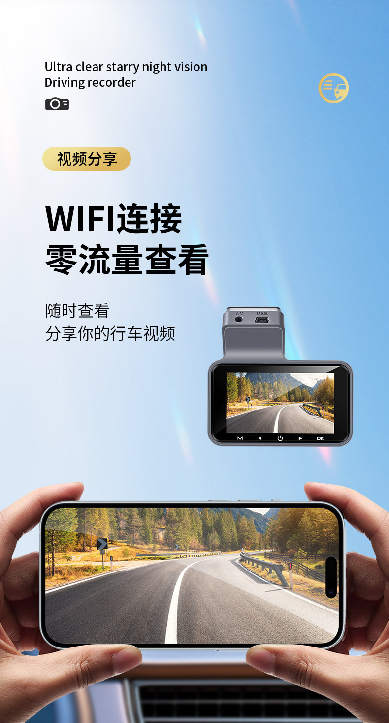 2026 New Model Car Dashcam, No Wiring Required, Dual Front and Rear Cameras, Remote 24-Hour Parking Monitoring