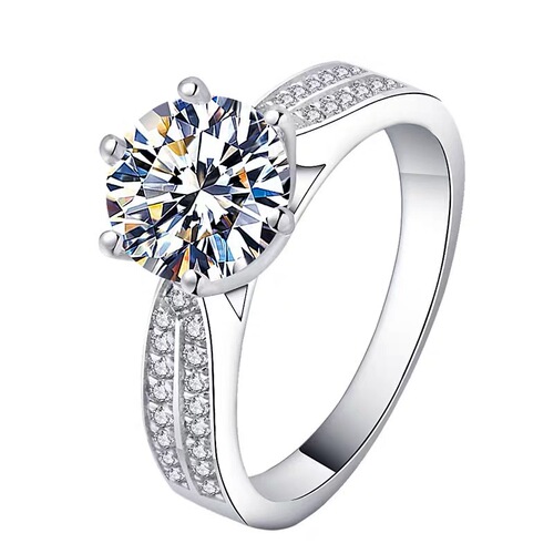 Starlight Queen Six Claw Double Row Diamond Ring S925 Silver Plated Carat Simulated Moissanite Fashionable Living Diamond Ring for Women