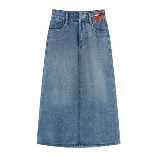 High-waisted denim skirt for women spring and autumn  new retro a-line mid-length slim hip skirt hot girl fashion