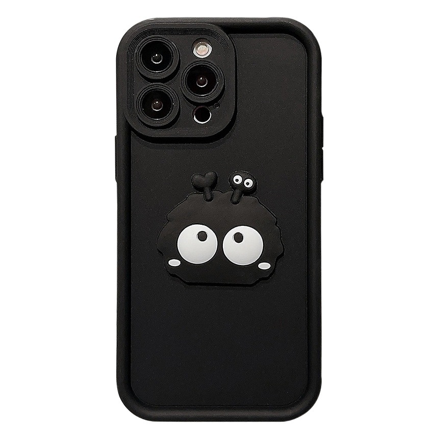 Funda para Teléfono Apple 17, iPhone 14 Pro Max, Diseño Tridimensional de Bola de Carbón Negra, Estilo Caricatura, Personalidad, Cobertura Total, Compatible con iPhone 13, 11, 16