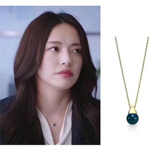 Celebrity Style 8mm Mexican Blue Amber S925 Silver Necklace Amber Pendant Rose Gold Exquisite 2024 New Style