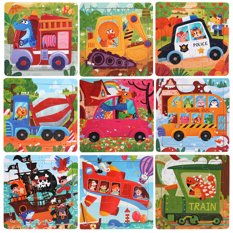 Rompecabezas de madera transfronterizo para niños juguetes educativos jardín de infantes educación temprana 9 piezas rompecabezas 3-6 rompecabezas de color cognitivo para bebés