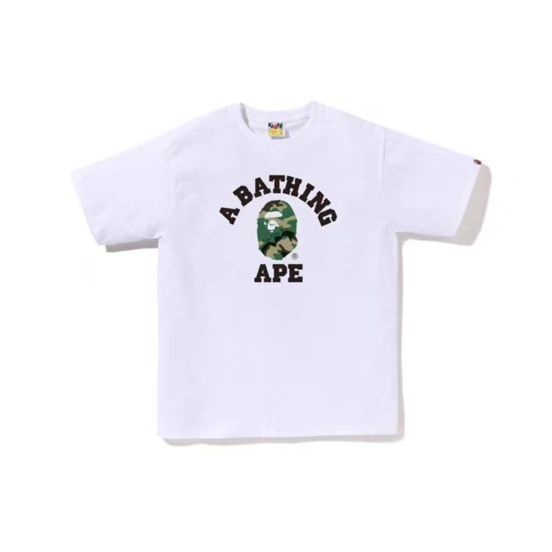 日系潮牌bape半袖寝猿迷彩猿人頭プリント夏tシャツカップルカジュアルスポーツ半袖ショートT|undefined