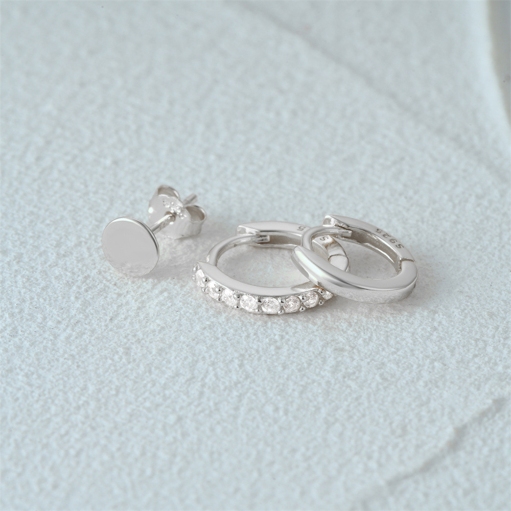 3g Weight Hoop Earrings, Ear Studs Classification 1 Set Quantity Daily Occasion 925 Sterling Silver Material Star, Butterfly Pattern Women's Gender Plating Design Simple Style Style 1 Set 925 Sterling Silver Star Butterfly Hoop Earrings Ear Studs 31