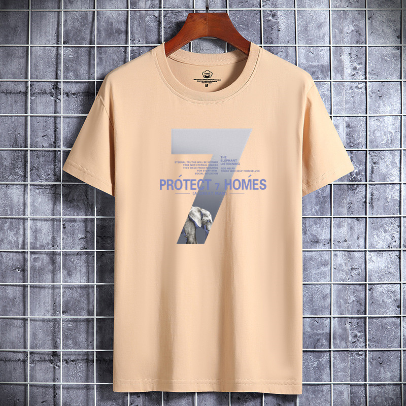 Camiseta de manga corta para hombres de verano nuevo cuello redondo de algodón de moda más tamaño de los hombres de Hong Kong estilo estudiante top de fondo entrega de media manga