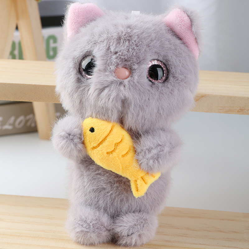 インターネット有名人かわいい魚を抱える子猫ペンダントぬいぐるみ人形バッグペンダントキーホルダー布人形人形|undefined
