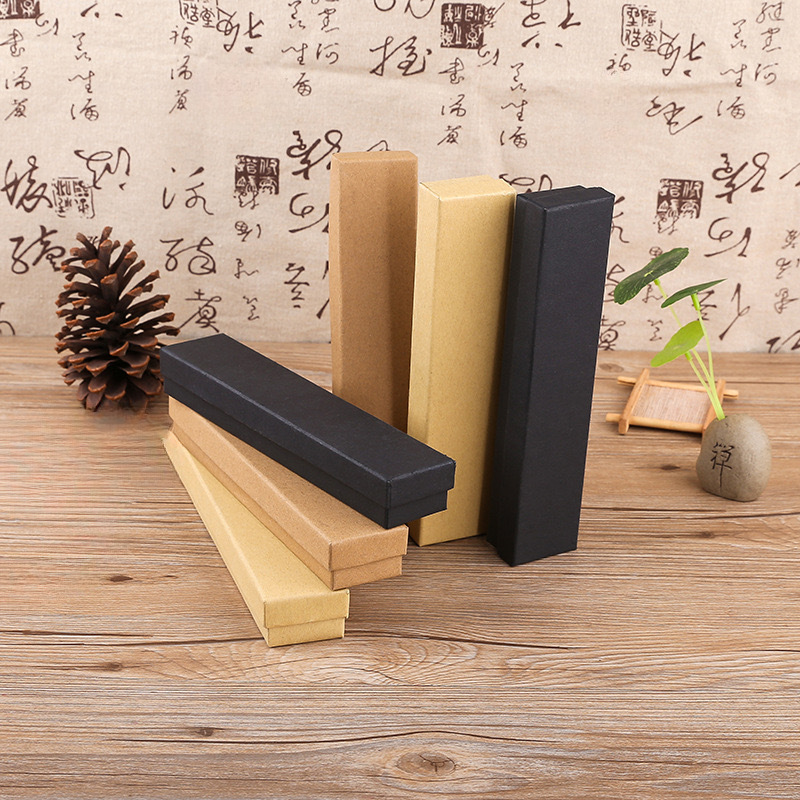 现货经典项链吊坠盒发簪长条书签盒牛皮纸首饰包装盒礼盒可定制