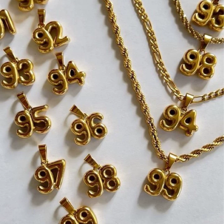 European and American Influencer Picks 90S Year Digital Stainless Steel Necklace Twist Chain Figaro Paper Clip Chain D European and American Influencer Picks 90S Year Digital Stainless Steel Necklace Twist Chain Figaro Paper Clip Chain D