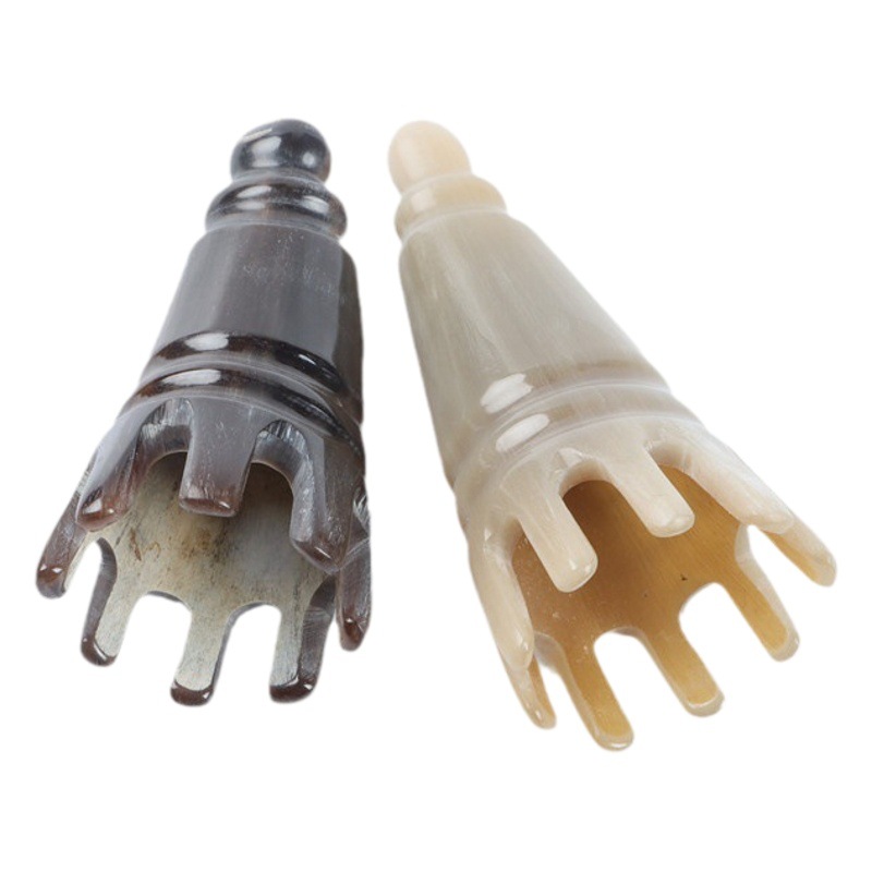 Cuerno nuevo champú peine blanco yak cuerno punta champú peine en forma de flor cuerno masaje peine champú peine fabricante