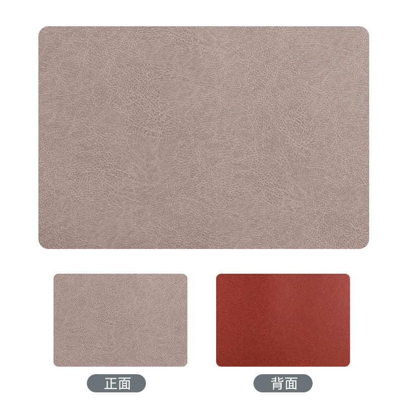 Clásico de doble cara de contraste imitación de cuero de vaca estampado de cuero pu mesa de comedor de aceite aislamiento térmico cojín de platos y cubiertos