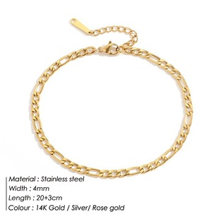 Hip-hop punk stainless steel anklet 4MM Figaro chain anklet cross-border jewelry adjustable anklet for men and women