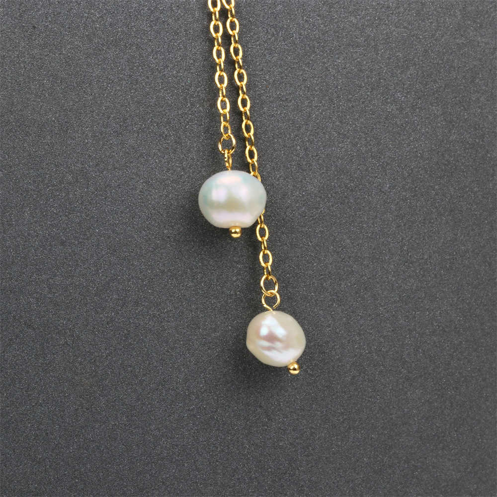 Mode Simple Longue Perle Chandail Chaîne Placage De Cuivre Or Collier display picture 4