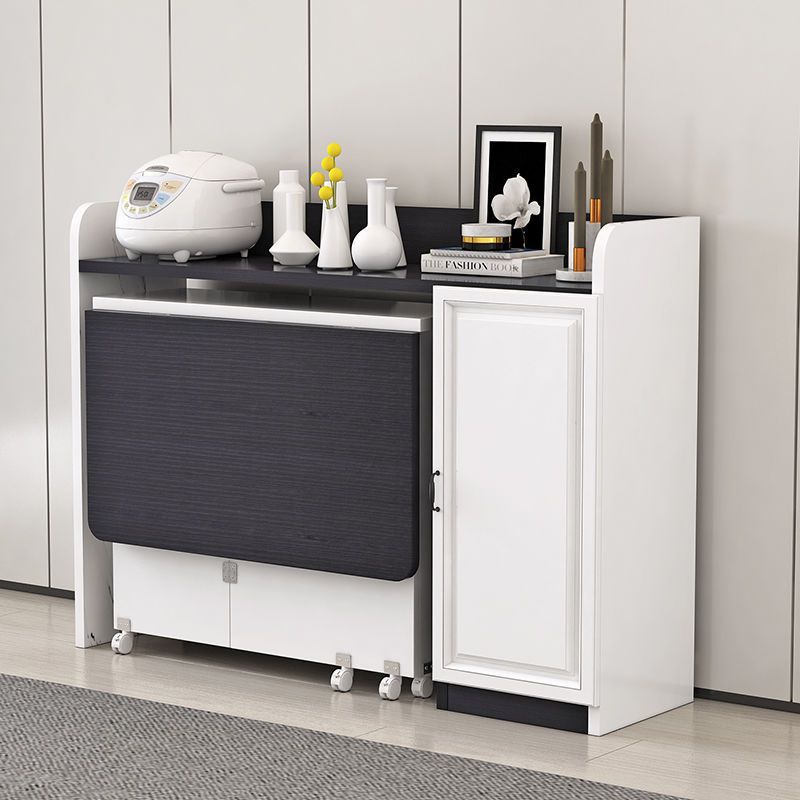 Mesa de comedor larga de 1,2 m + armario lateral de 93 cm en negro + blanco