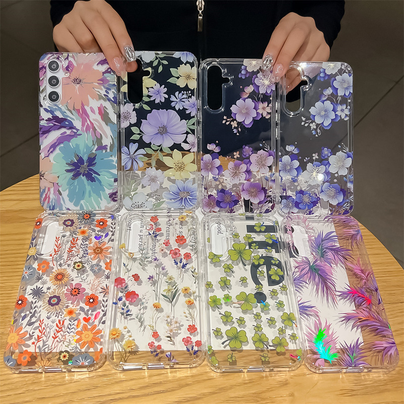 Suitable for Samsung S24Ultra Mobile Phone Case S23 Laser Flower A55/A15 Electroplated Imd Double-Sided Laminated Cover Suitable for Samsung S24Ultra Mobile Phone Case S23 Laser Flower A55/A15 Electroplated Imd Double-Sided Laminated Cover