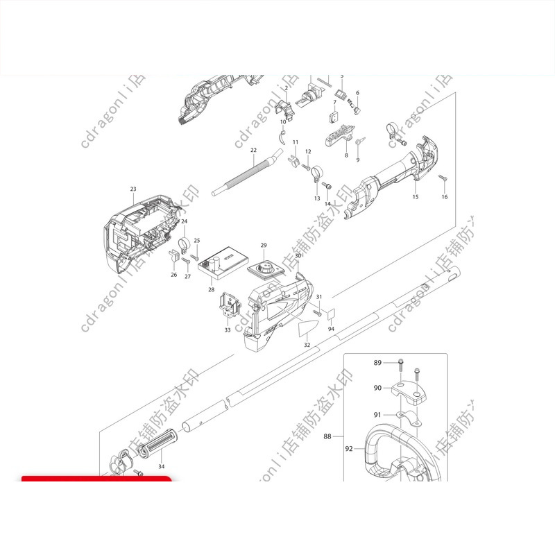 MAKITA日本牧田DUR182充电割草机原装配件开关/转子/机壳/齿轮箱