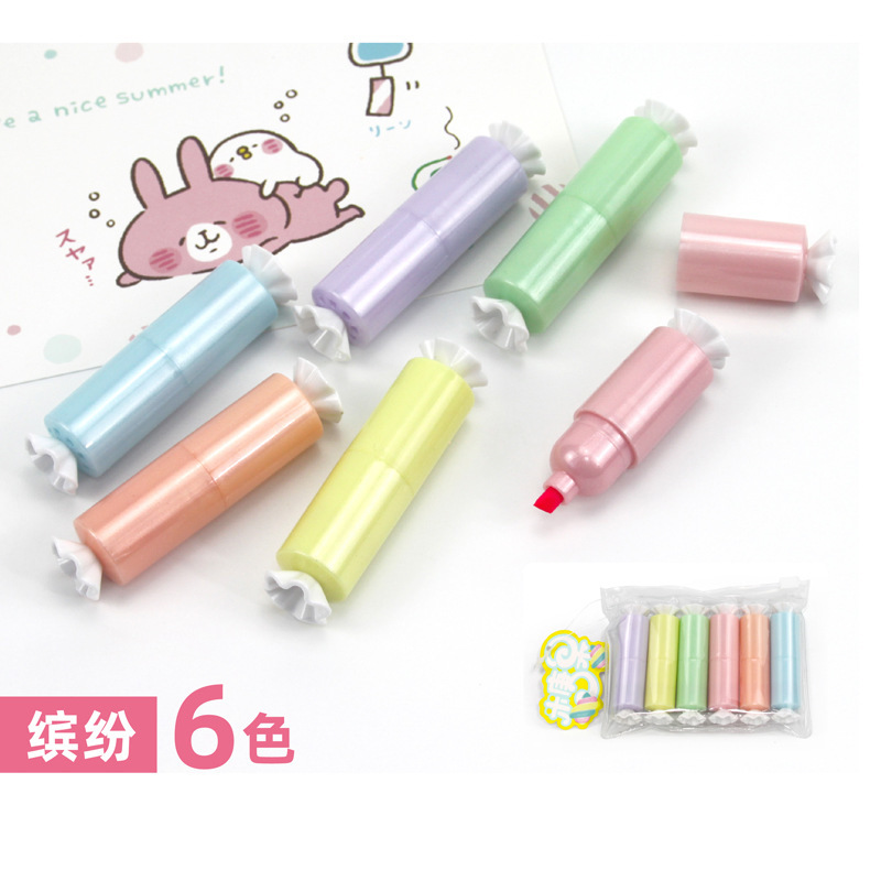 蛍光ペンミニ錠剤蛍光ペンカラー画重点ペンマーカーペン落書きペンカラーペン6色セット|undefined