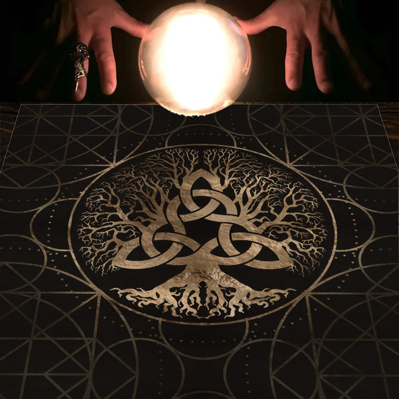 タロットテーブルクロスTarot Tablecloth布パッドタロット月相太陽生命樹綿布テーブルクロス|undefined