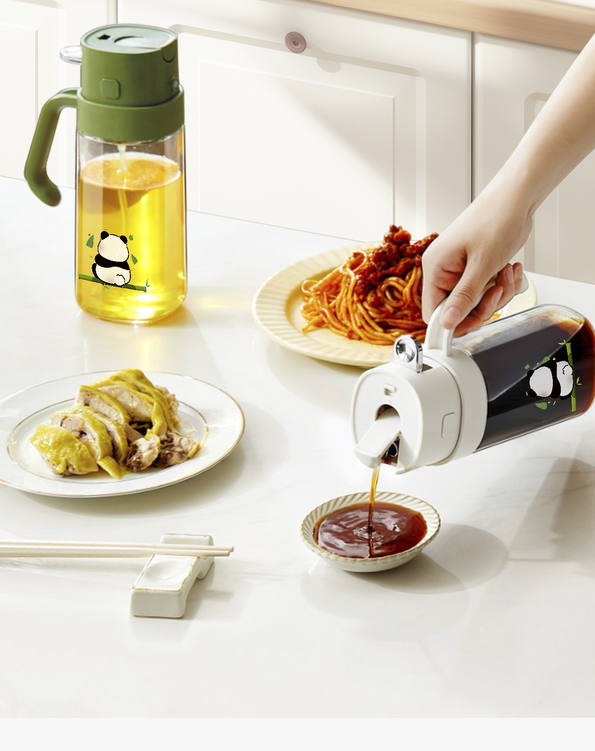 Haushaltssprühflasche und Ausgießflasche Dual-Use-Ölsprühflasche 2-in-1-Ölflasche Küchenhaushalts-Multifunktions-Zerstäuber-Ölsprühflasche zum Kochen Wein Sojasaucenflasche