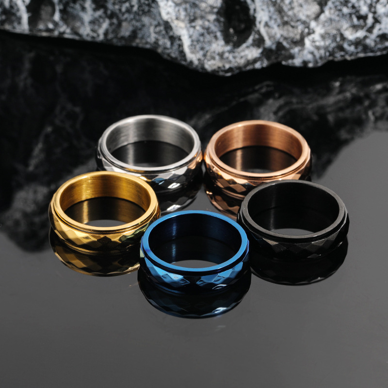 Classic Style Solid Color Titanium Steel Plating Men's Rings display picture 1