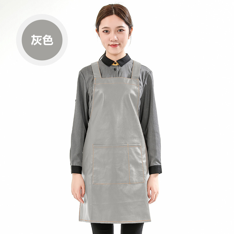 Comercio exterior PU delantal de cuero impermeable a prueba de aceite logotipo personalizado estudio barbacoa hornear cocina delantal hogar al por mayor personalizado