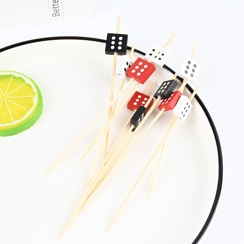 Fruitstick creativo al por mayor Fruitstick desechable horquilla Foodstuff bambú productos de bambú multicolor