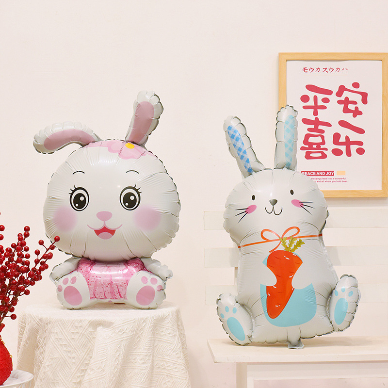 Dibujos animados conejo película de aluminio decoración de globos ambiente de fiesta de cumpleaños de bebé decoración de escena de disfraces de cumpleaños de niños suministros