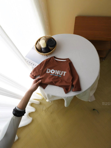 25% Cotton Long-Sleeve Boys' T-Shirt Korean Style Cartoon Color Block Base Layer Top for Young Children, Innerwear for Babies and Toddlers