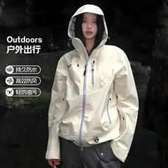 鸟家三合一户外冲锋衣男女同款连帽华夫格内胆保暖防风情侣外套