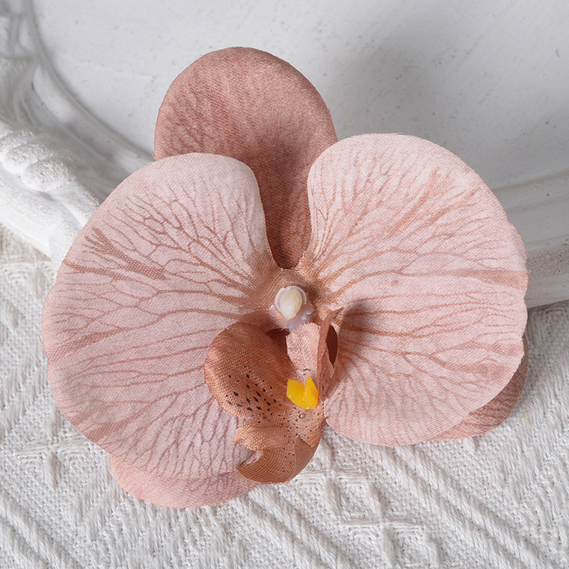 Película blanca Phalaenopsis flor cabeza pétalo simulación flor accesorios tocado horquilla diy flor decorativa de boda hecha a mano