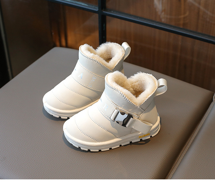 New winter cotton shoes with wool thickening boys fur one children's cotton boots waterproof_voghion.com