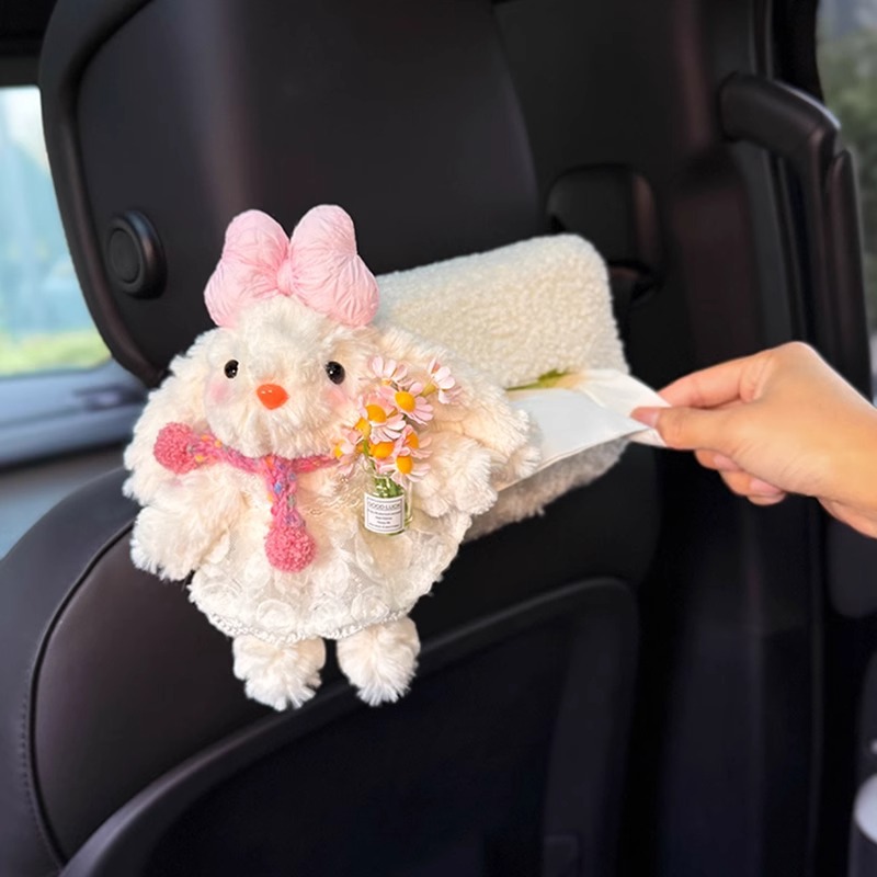 Creative Rabbit Car Tissue Box Storage Car Hanging 2025 New High Sense Car Doll Lady