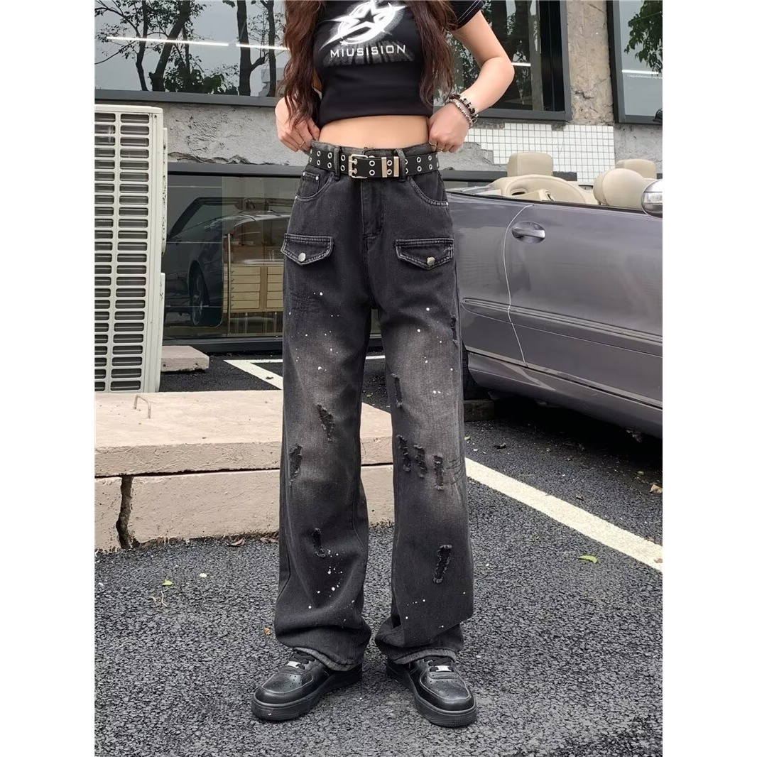 "Women's Denim Overalls - Classic Black Lumberjack Style, Relaxed Fit, Straight Leg, Comfortable & Stylish For Spring And Autumn_mkmklike.com