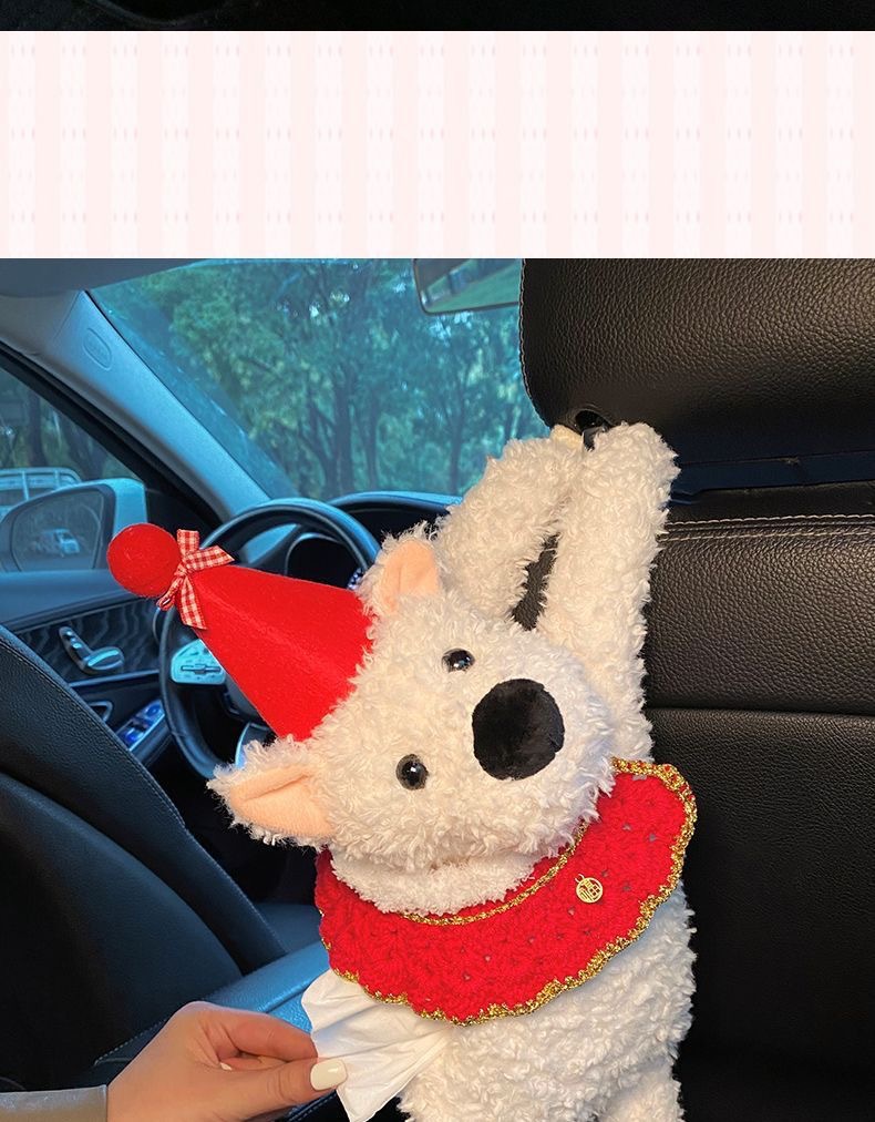 Car Tissue Box Creative Cute West Highland Paper Box Car Tissue Hanging Bag 2025 New Car Hanging Type