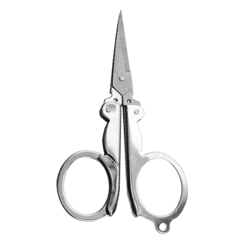 Venta al por mayor de acero inoxidable plegable tijeras pequeñas portátil de viaje al aire libre pequeñas tijeras de decoración estudiante mano colgando agujero tijeras pequeñas