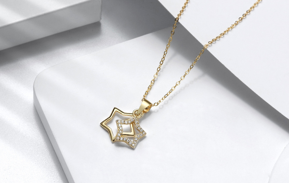 11g Weight 0.03µm Gold Plating Thickness Electroplating Gold Plating Process 14K Gold Plated Plating Material 925 Sterling Silver Pendant Material Zircon Inlay Material Pendant Necklace Classification 925 sterling silver Chain Material cable chain Chain Type 1 Piece Quantity Street Occasion Sterling Silver Material Star Pattern Women'S Gender Vacation Style Plating, Inlay Craft 1 Piece Vacation Star Sterling Silver Plating Inlay Zircon 14k Gold Plated Pendant Necklace