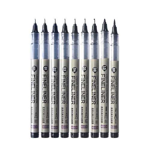 Master the straight liquid needle pen waterproof art hook pen art student painting pen hand-painted pen comic tracing pen
