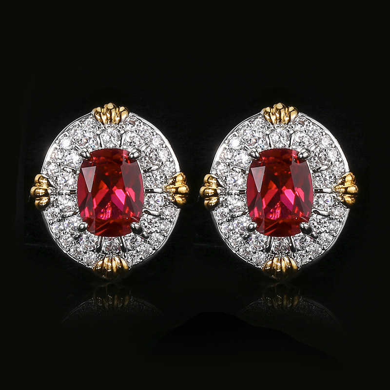 Elegant Ruby And Crystal Pendant Necklace Set With Gold Plated Base_voghion.com