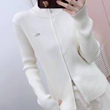 2025年秋新品汉派时尚百搭纯色V领外搭显瘦短款拉链针织衫885/F4