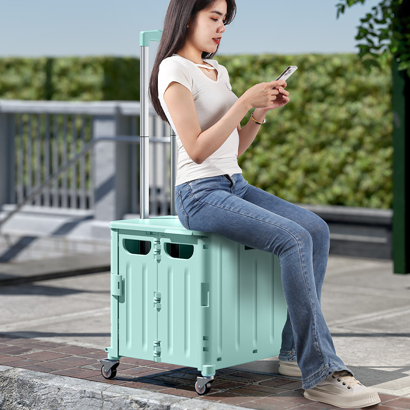 Outdoor foldable camper truck, stall foldable vegetable shopping small pull cart, camping drag carrier, foldable telescopic suitcase