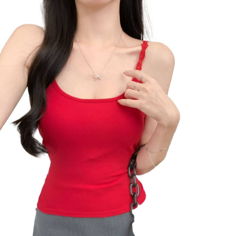 Verano nuevo puro para cruzar encaje hermoso cinturón de espalda chaleco con cojín de pecho sin usar sujetador chica caliente vestido