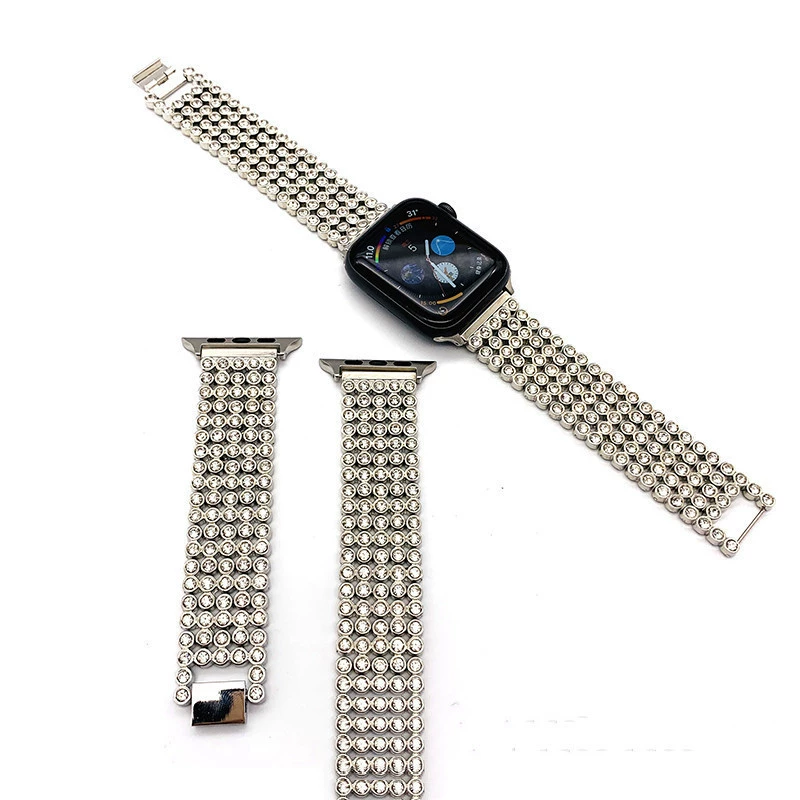 Совместимо с Apple Watch Diamond Diamond Five Rows of Drilling IWATCH Wicker