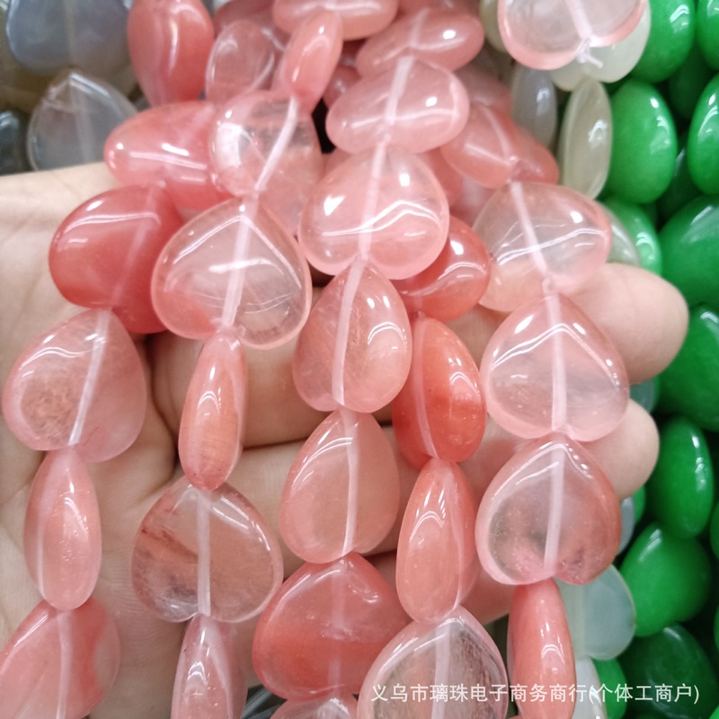 20 ミリメートル天然石クリスタル瑪瑙愛ピーチハート型 diy ジュエリーネックレスペンダントアクセサリー半完成ストレート穴|undefined