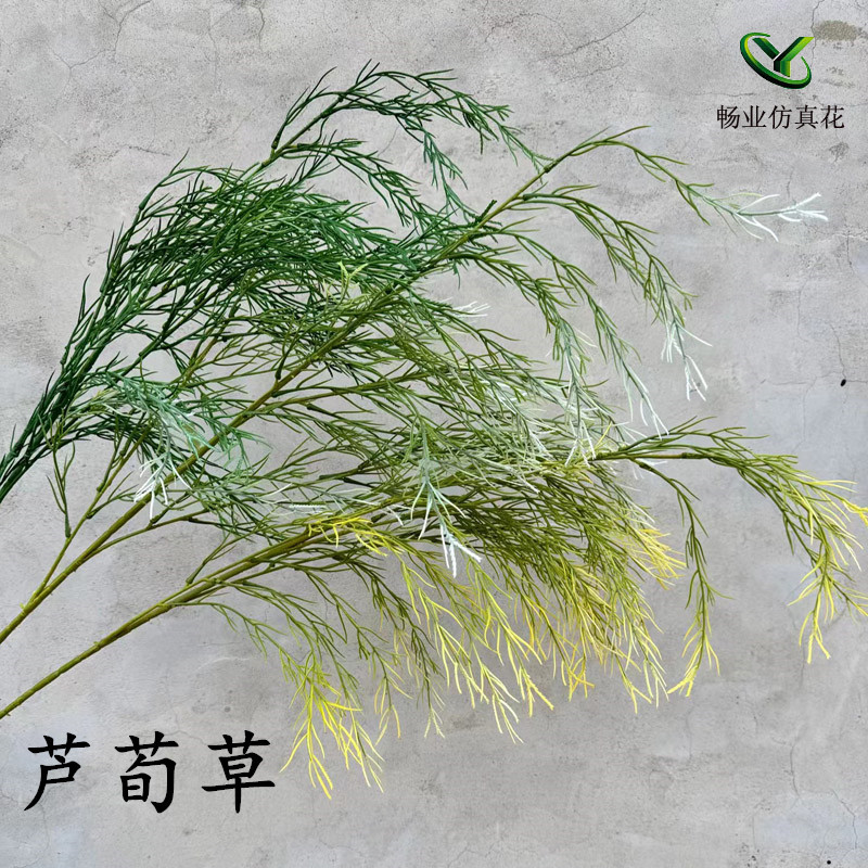 婚庆仿真叶材芦荀草批发森系绿色绿植叶子柳芽天门冬仿真芦荀草