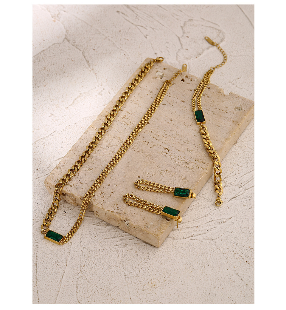 1 Piece Quantity Daily Occasion 304 Stainless Steel Material Wholesale Jewelry Fashion Geometric 304 Stainless Steel Artificial Rhinestones 18K Gold Plated Plating Stainless Steel Necklaces